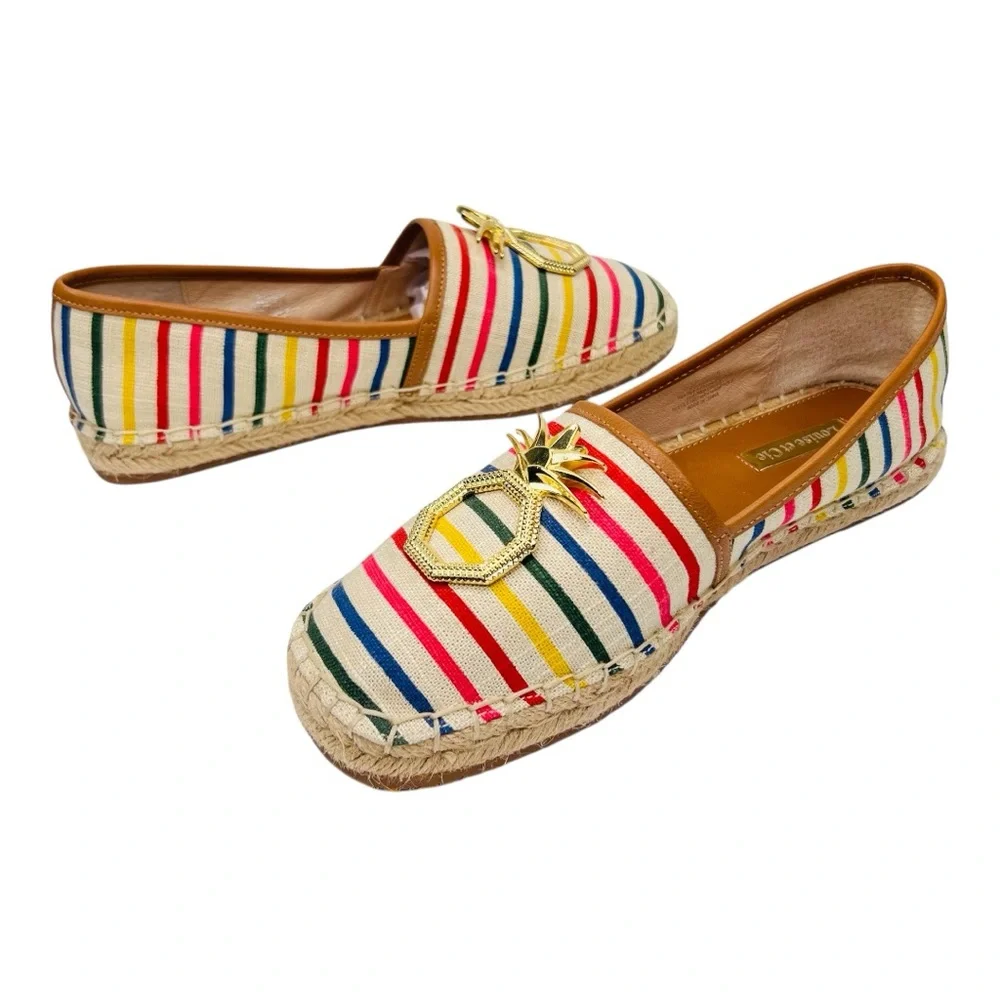 Louise et Cie Adige Rainbow Striped Jute-Wrapped Sole Espadrille Slip On Flats